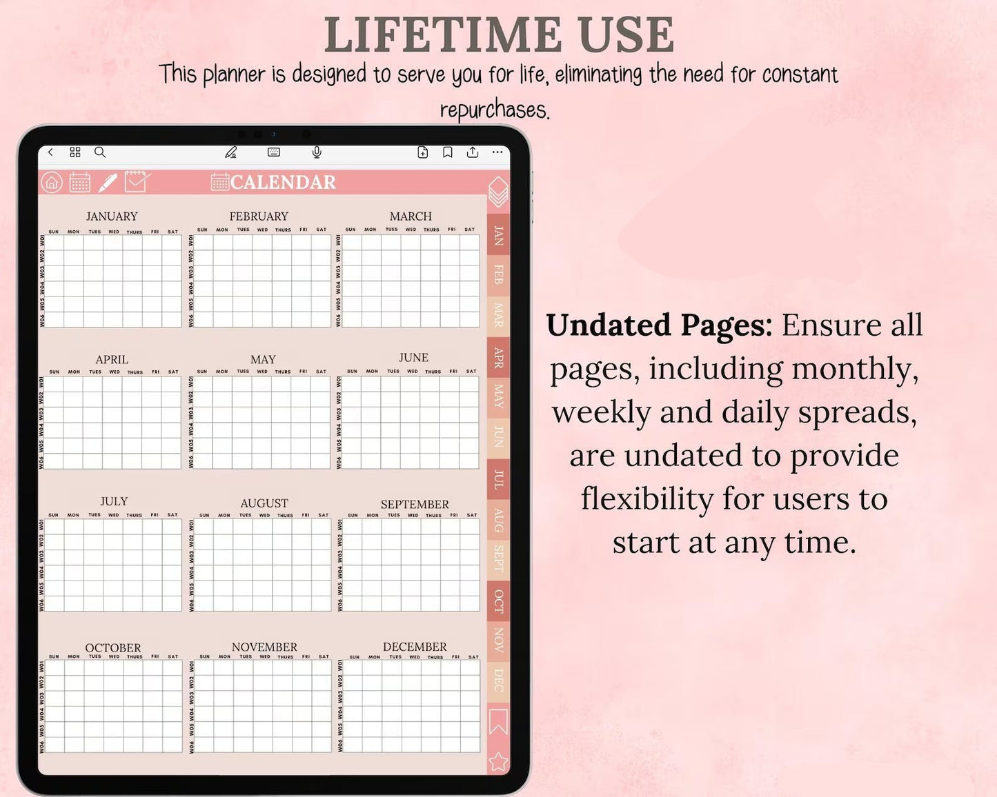 Pink Digital Planner | Stylish & Fully Functional