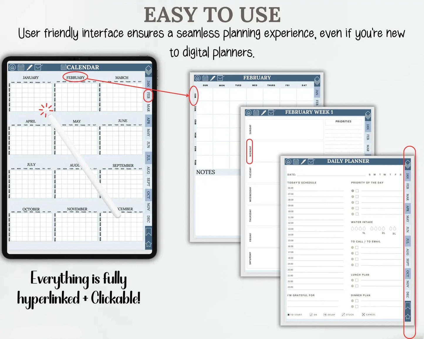 Undated Digital Planner | Fully Hyperlinked for Flexible Planning