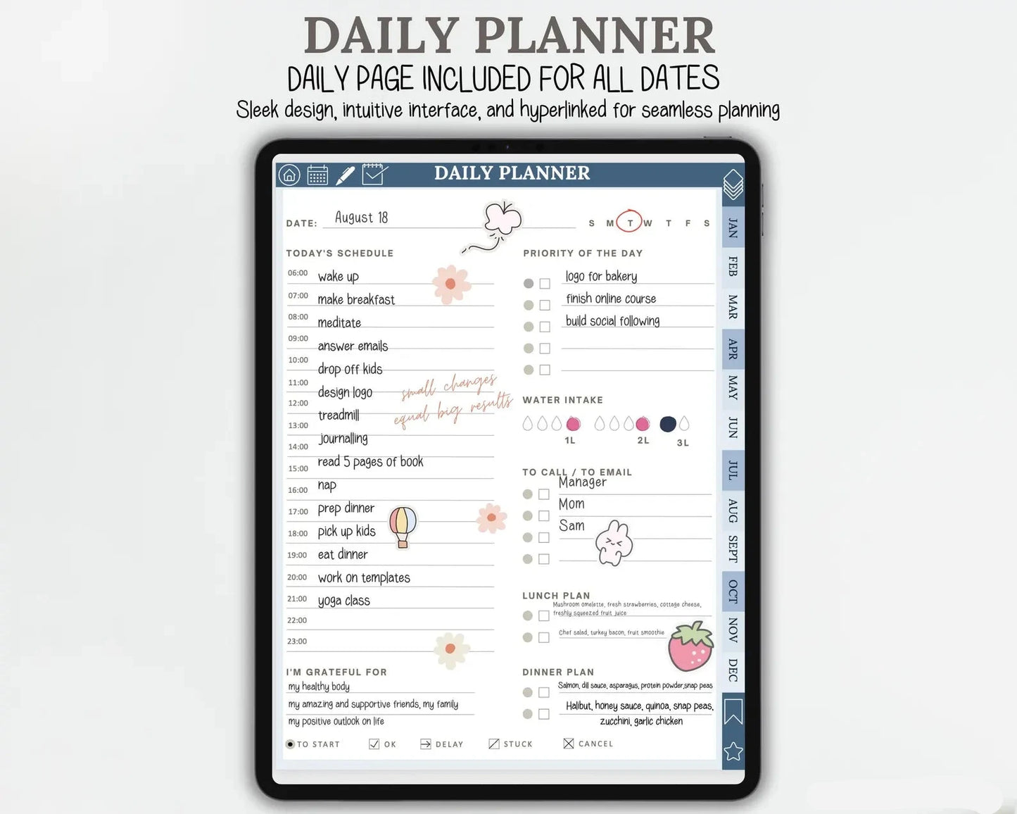 Undated Digital Planner | Fully Hyperlinked for Flexible Planning