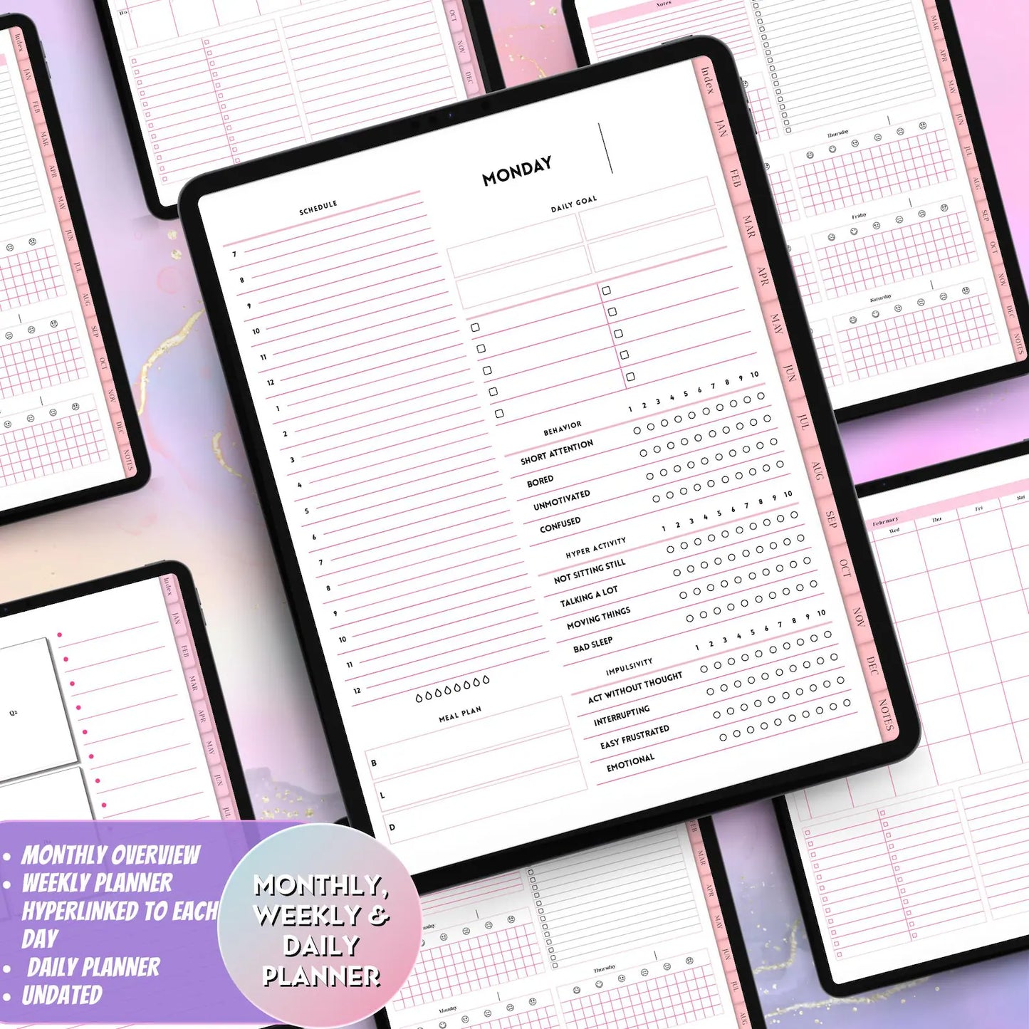 ADHD Digital Planner | Hyperlinked & Undated for Seamless Organization