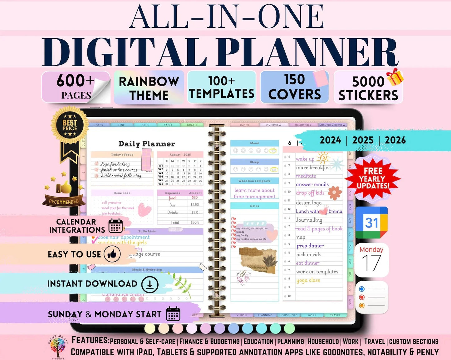 All-in-One Digital Planner - Rainbow Theme